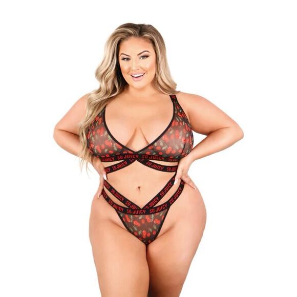 🦋B2G1🦋FANTASY LINGERIE Vibes SO JUICY Strappy Bralette & Panty Set | O/S QUEEN | - Picture 1 of 5